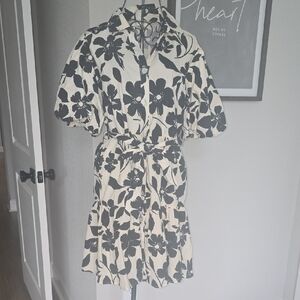 Floral Black and Cream Women's Dress